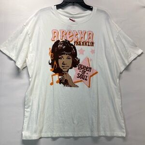 Aretha Franklin QUEEN OF SOUL Graphic Tee 100% Cotton Unisex XL Cream‎ color NEW